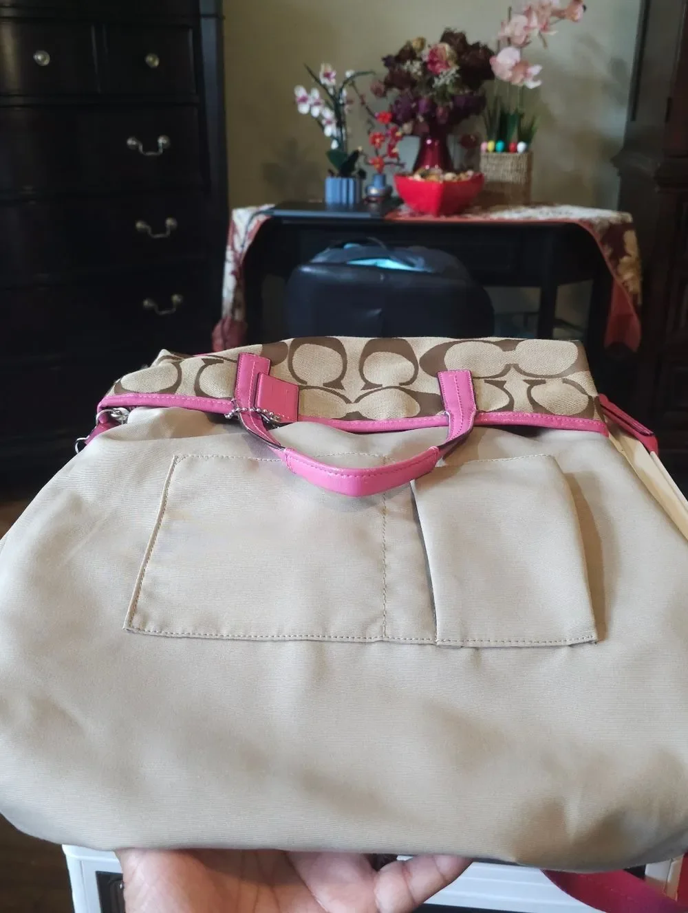 Coach Signature Stripe Foldover Tote